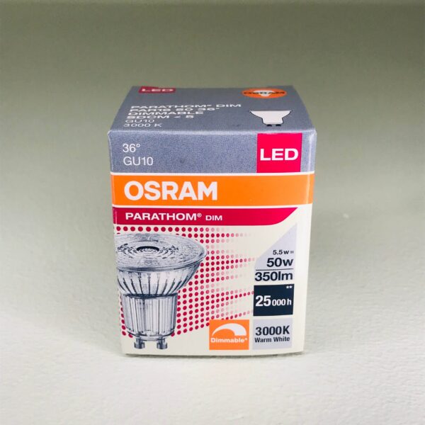 Warm white Dimmable Osram 5,5 watt GU 10