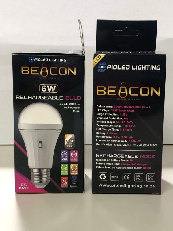 6 Watt ES A60 3 CCT Rechargable Globe